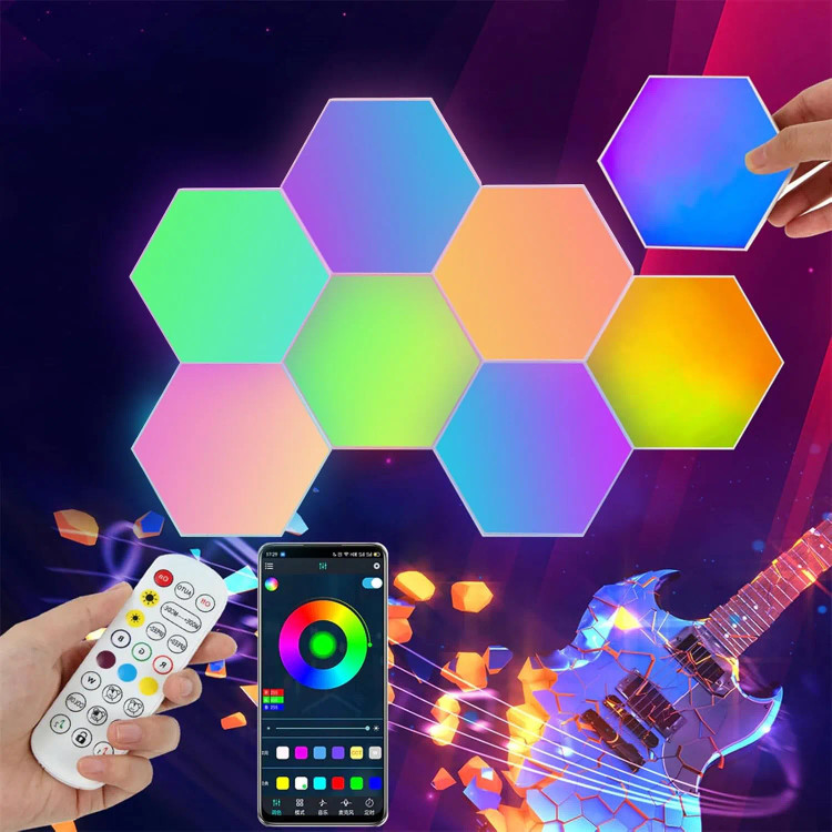پنل LED دیواری هوشمند شش ضلعی مدل 8 تکه