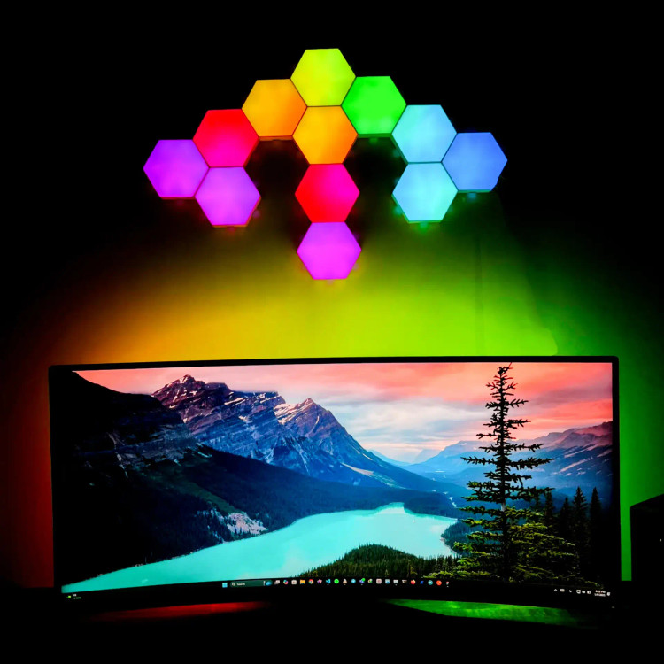 پنل LED دیواری هوشمند شش ضلعی مدل 8 تکه