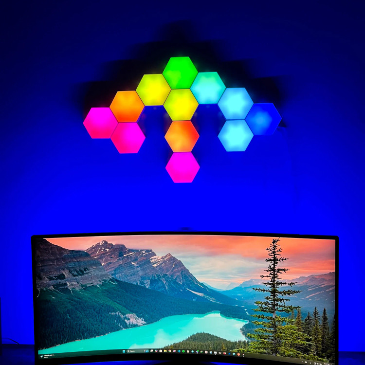 پنل LED دیواری هوشمند شش ضلعی مدل 8 تکه