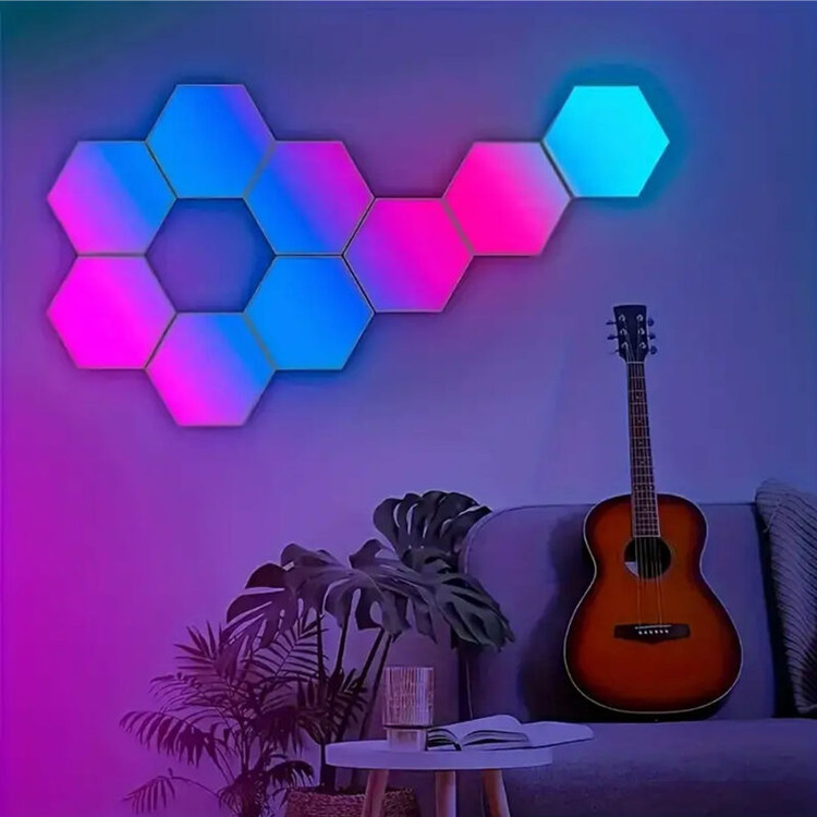پنل LED دیواری هوشمند شش ضلعی مدل 8 تکه